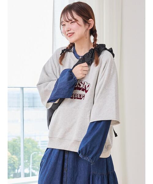 Samansa Mos2(サマンサ モスモス)の「ミニ裏毛7分袖ロゴスウェット(Tシャツ/カットソー・レディース・バーガンディー/ネイビー/グレー・F)」の2枚目の写真