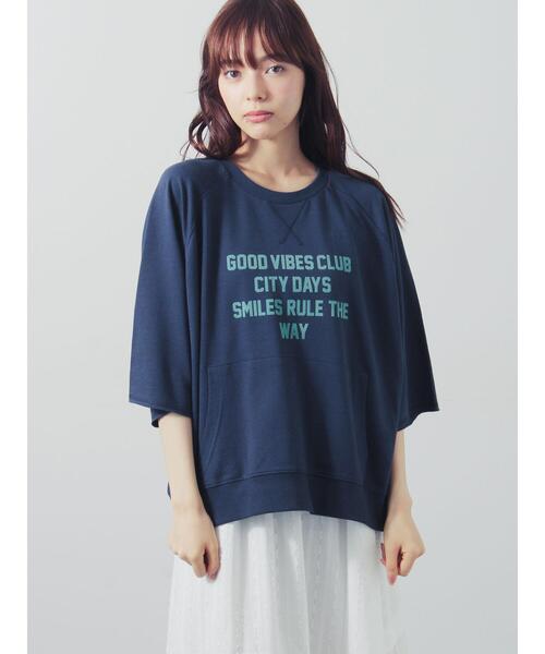 Samansa Mos2(サマンサ モスモス)の「ミニ裏毛7分袖ロゴスウェット(Tシャツ/カットソー・レディース・バーガンディー/ネイビー/グレー・F)」の9枚目の写真