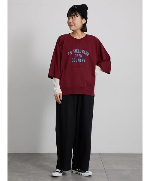 Samansa Mos2(サマンサ モスモス)の「ミニ裏毛7分袖ロゴスウェット(Tシャツ/カットソー・レディース・バーガンディー/ネイビー/グレー・F)」の22枚目の写真
