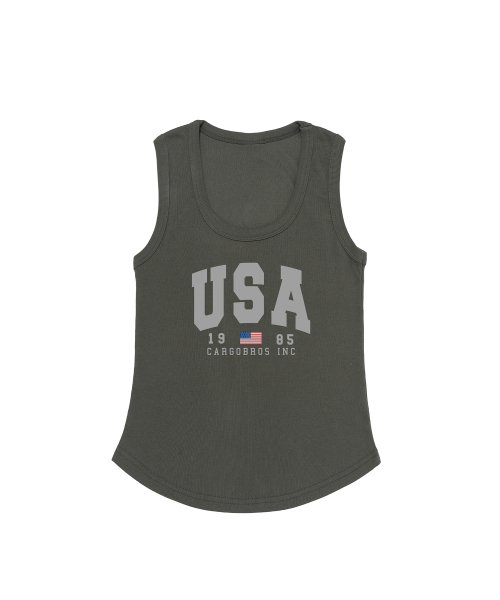 CARGOBROS FOR WOMAN(カーゴブロスフォーウィメン)の「アメリカンロゴスリムフィットスリーブレス(カーキ)(Tシャツ/カットソー・レディース・その他・FREE)」の1枚目の写真
