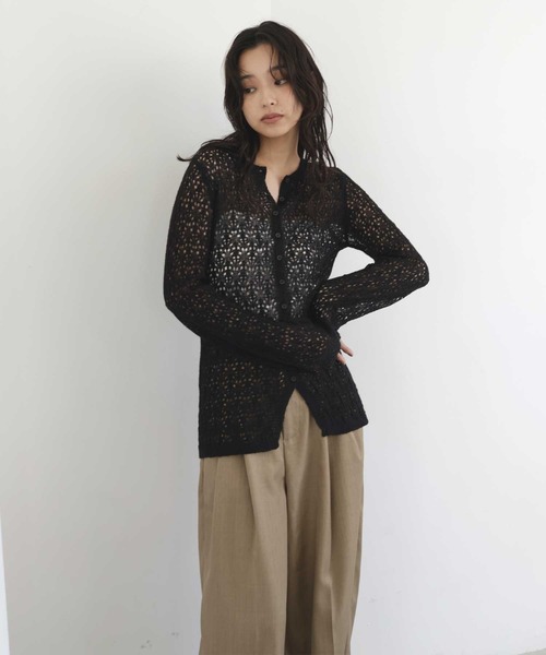 hellam(へラム)の「透かし編みニットカーディガン(ニット/セーター・レディース・アイボリー/ブラック/ブラウン・FREE)」の8枚目の写真