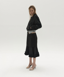 TAILORED LAYERED RUFFLE SKIRT (BLACK)