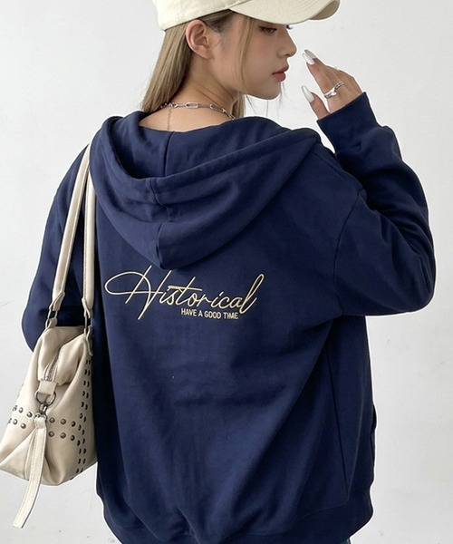 non-hedge(ノンヘッジ)の「バックロゴビッグジップパーカー(パーカー・レディース・レッド/ブラック/オートミール/グレー/ブラウン/ネイビー・FREE)」の5枚目の写真