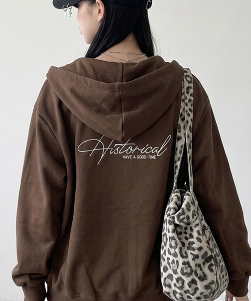 non-hedge(ノンヘッジ)の「バックロゴビッグジップパーカー(パーカー・レディース・レッド/ブラック/オートミール/グレー/ブラウン/ネイビー・FREE)」の3枚目の写真