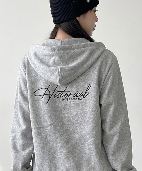 non-hedge(ノンヘッジ)の「バックロゴビッグジップパーカー(パーカー・レディース・レッド/ブラック/オートミール/グレー/ブラウン/ネイビー・FREE)」の2枚目の写真