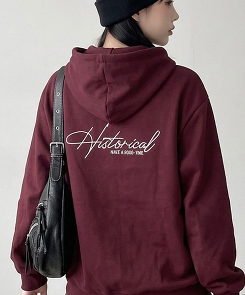 non-hedge(ノンヘッジ)の「バックロゴビッグジップパーカー(パーカー・レディース・レッド/ブラック/オートミール/グレー/ブラウン/ネイビー・FREE)」の6枚目の写真