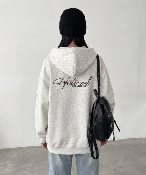 non-hedge(ノンヘッジ)の「バックロゴビッグジップパーカー(パーカー・レディース・レッド/ブラック/オートミール/グレー/ブラウン/ネイビー・FREE)」の7枚目の写真