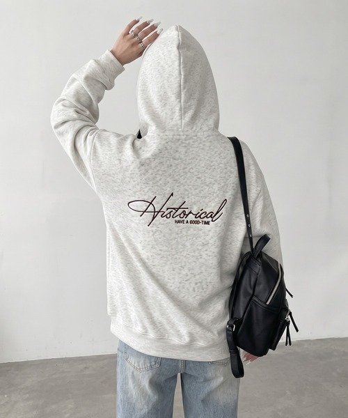 non-hedge(ノンヘッジ)の「バックロゴビッグジップパーカー(パーカー・レディース・レッド/ブラック/オートミール/グレー/ブラウン/ネイビー・FREE)」の9枚目の写真