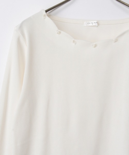 Honeys(ハニーズ)の「スカラップトップス(Tシャツ/カットソー・レディース・スモークピンク/アイボリー/パープル/グレイッシュブルー/ネイビー・L/3L/M/LL/S)」の18枚目の写真