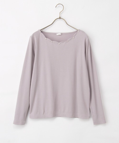 Honeys(ハニーズ)の「スカラップトップス(Tシャツ/カットソー・レディース・スモークピンク/アイボリー/パープル/グレイッシュブルー/ネイビー・L/3L/M/LL/S)」の21枚目の写真