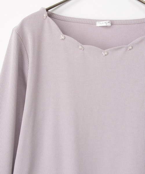 Honeys(ハニーズ)の「スカラップトップス(Tシャツ/カットソー・レディース・スモークピンク/アイボリー/パープル/グレイッシュブルー/ネイビー・L/3L/M/LL/S)」の22枚目の写真