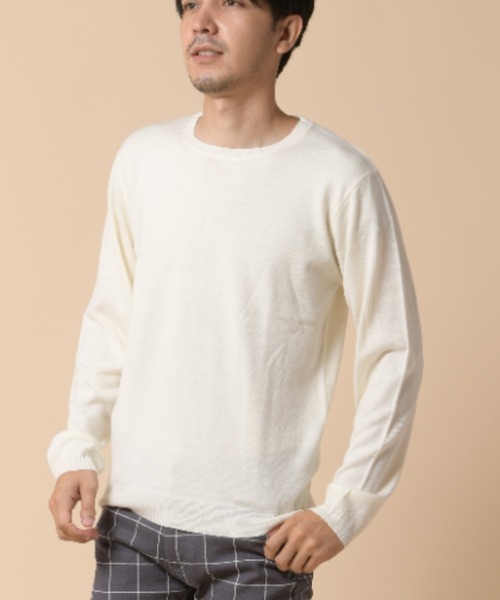 Relation（リレーション）の「ｶｼﾐﾔﾀｯﾁｸﾙｰﾈｯｸﾆｯﾄ（ニット/セーター・メンズ・ネイビー/杢グレー/ホワイト/ブラック/ダークブルー/チャコールグレー/ベージュ/ワイン・SMALL/X-LARGE/MEDIUM/LARGE）」の2枚目の写真