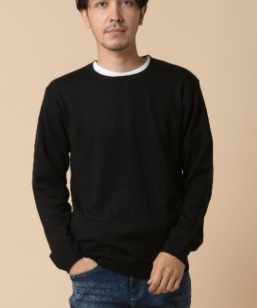 Relation（リレーション）の「ｶｼﾐﾔﾀｯﾁｸﾙｰﾈｯｸﾆｯﾄ（ニット/セーター・メンズ・ネイビー/杢グレー/ホワイト/ブラック/ダークブルー/チャコールグレー/ベージュ/ワイン・SMALL/X-LARGE/MEDIUM/LARGE）」の3枚目の写真