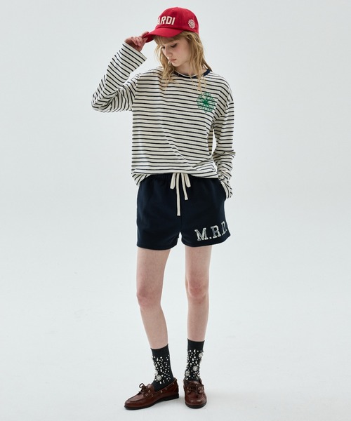 Mardi Mercredi(マルディメクルディ)の「SLUB COTTON TSHIRT LONG SLEEVE STRIPE FLOWER / スラブ コットン Tシャツ ロング スリーブ ストライプ フラワー(Tシャツ/カットソー・レディース・チャコールグレー/ネイビー・FREE)」の22枚目の写真