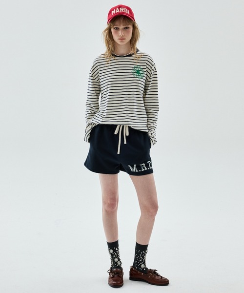 Mardi Mercredi(マルディメクルディ)の「SLUB COTTON TSHIRT LONG SLEEVE STRIPE FLOWER / スラブ コットン Tシャツ ロング スリーブ ストライプ フラワー(Tシャツ/カットソー・レディース・チャコールグレー/ネイビー・FREE)」の21枚目の写真