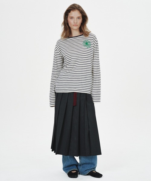 Mardi Mercredi(マルディメクルディ)の「SLUB COTTON TSHIRT LONG SLEEVE STRIPE FLOWER / スラブ コットン Tシャツ ロング スリーブ ストライプ フラワー(Tシャツ/カットソー・レディース・チャコールグレー/ネイビー・FREE)」の16枚目の写真