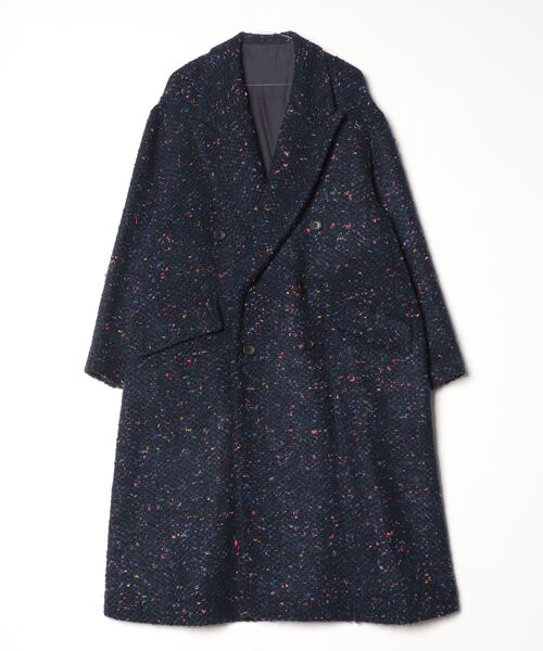 ROBES&CONFECTIONS(ローブスコンフェクションズ)の「Robes&Confections/ローブス&コンフェクションズ/ウールネップツイードコート(チェスターコート・レディース・ブラウン系その他3/ネイビー・1/3)」の2枚目の写真