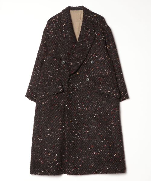 ROBES&CONFECTIONS(ローブスコンフェクションズ)の「Robes&Confections/ローブス&コンフェクションズ/ウールネップツイードコート(チェスターコート・レディース・ブラウン系その他3/ネイビー・1/3)」の1枚目の写真