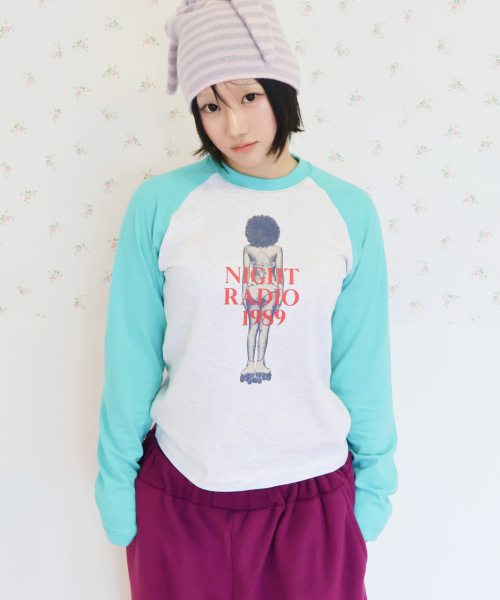 KIKOZY（キコジ）の「Night Radio Raglan T-shirt_Mint（Tシャツ/カットソー・レディース・その他・1/2）」の3枚目の写真