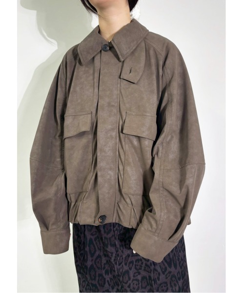 MIDVEIN(ミッドヴェイン)の「leather blouson(ブルゾン・レディース・ブラウン/ブラック・FREE)」の1枚目の写真