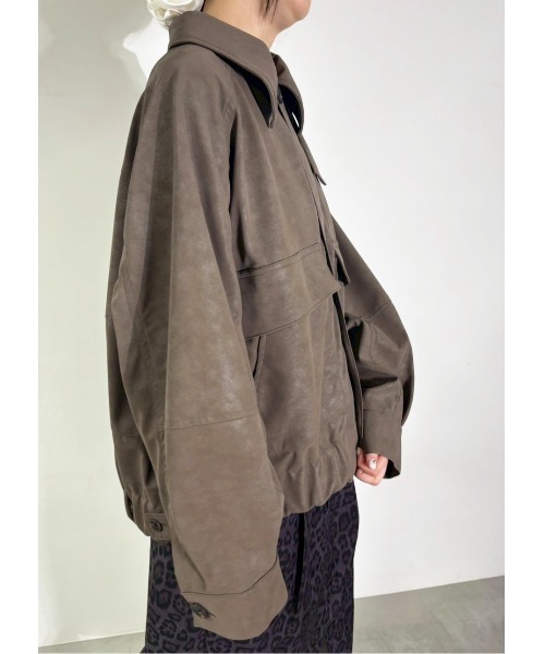 MIDVEIN(ミッドヴェイン)の「leather blouson(ブルゾン・レディース・ブラウン/ブラック・FREE)」の4枚目の写真