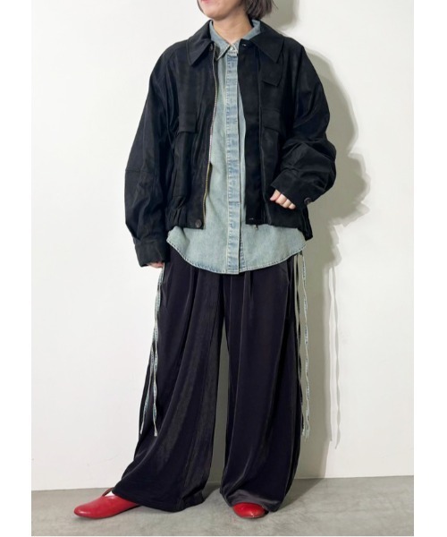 MIDVEIN(ミッドヴェイン)の「leather blouson(ブルゾン・レディース・ブラウン/ブラック・FREE)」の9枚目の写真