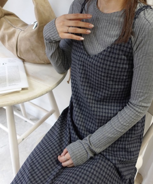 CORNERS(コーナーズ)の「起毛チェックキャミワンピース(ワンピース・レディース・グレー/ベージュ/ブラック・M)」の19枚目の写真