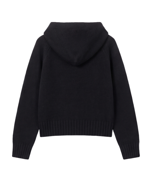 DANGLEDROP(ダングルドロップ)の「DGDP スクエア刺繍ニットフードジップアップ_ブラック(パーカー・レディース・その他・FREE)」の2枚目の写真