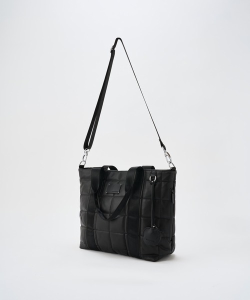 ADAM PATEK(アダムパテック)の「ADAMPATEK/ w/r leather quilting medium tote/撥水レザーキルティングミディアムトート(トートバッグ・メンズ・ブラック・FREE)」の6枚目の写真