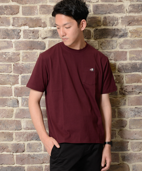 CIAOPANIC TYPY（チャオパニックティピー）の「【クールプラス】クルーポケットTシャツ（Tシャツ/カットソー・メンズ・ホワイト/ワインレッド/オリーブ/ネイビー/ブラック・MEDIUM/SMALL/LARGE）」の5枚目の写真