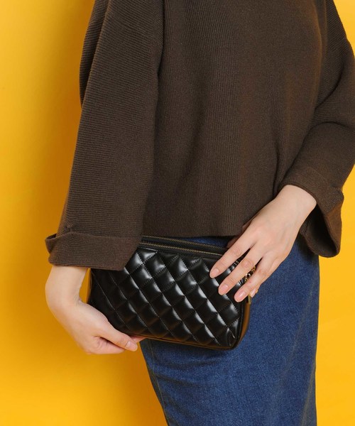 PLAIN CLOTHING（プレーンクロージング）の「ダイヤ柄ステッチチェーンショルダーバッグ【PLAIN CLOTHING】（ショルダーバッグ・レディース・ボルドー/ベージュ/ネイビー/ブラック・FREE）」の16枚目の写真