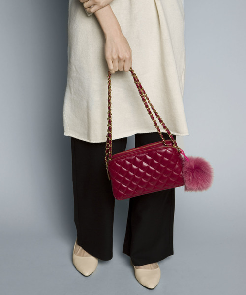 PLAIN CLOTHING（プレーンクロージング）の「ダイヤ柄ステッチチェーンショルダーバッグ【PLAIN CLOTHING】（ショルダーバッグ・レディース・ボルドー/ベージュ/ネイビー/ブラック・FREE）」の20枚目の写真