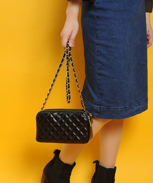 PLAIN CLOTHING（プレーンクロージング）の「ダイヤ柄ステッチチェーンショルダーバッグ【PLAIN CLOTHING】（ショルダーバッグ・レディース・ボルドー/ベージュ/ネイビー/ブラック・FREE）」の15枚目の写真