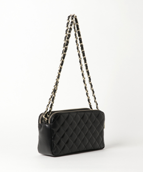 PLAIN CLOTHING（プレーンクロージング）の「ダイヤ柄ステッチチェーンショルダーバッグ【PLAIN CLOTHING】（ショルダーバッグ・レディース・ボルドー/ベージュ/ネイビー/ブラック・FREE）」の5枚目の写真