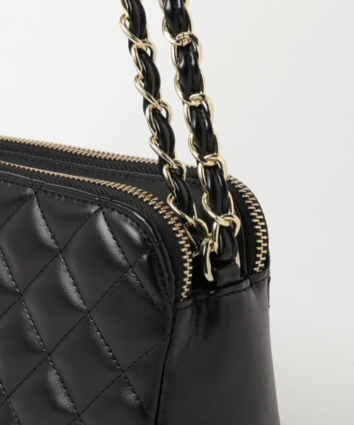 PLAIN CLOTHING（プレーンクロージング）の「ダイヤ柄ステッチチェーンショルダーバッグ【PLAIN CLOTHING】（ショルダーバッグ・レディース・ボルドー/ベージュ/ネイビー/ブラック・FREE）」の7枚目の写真