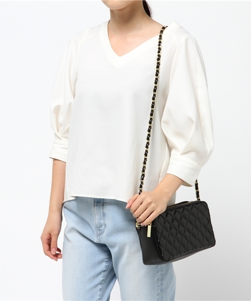 PLAIN CLOTHING（プレーンクロージング）の「ダイヤ柄ステッチチェーンショルダーバッグ【PLAIN CLOTHING】（ショルダーバッグ・レディース・ボルドー/ベージュ/ネイビー/ブラック・FREE）」の11枚目の写真