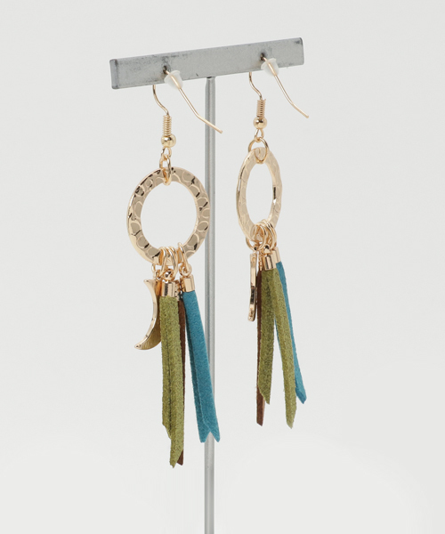 チャイハネ(チャイハネ)の「【チャイハネ】クレセントムーンフリンジピアス(ピアス(両耳用)・レディース・ブラック/マルチ/ブラウン・FREE)」の6枚目の写真