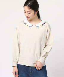 POU DOU DOU | 刺繍衿カノコプルオーバー(Tシャツ/カットソー)