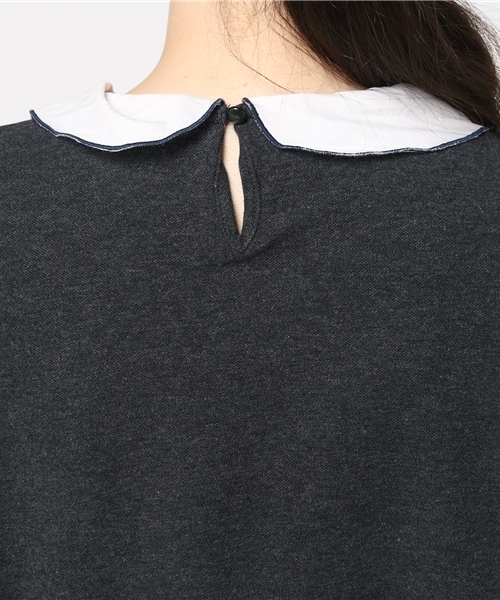 POU DOU DOU（プードゥドゥ）の「刺繍衿カノコプルオーバー（Tシャツ/カットソー・レディース・キナリ/ネイビー/ダークグレー・3）」の8枚目の写真