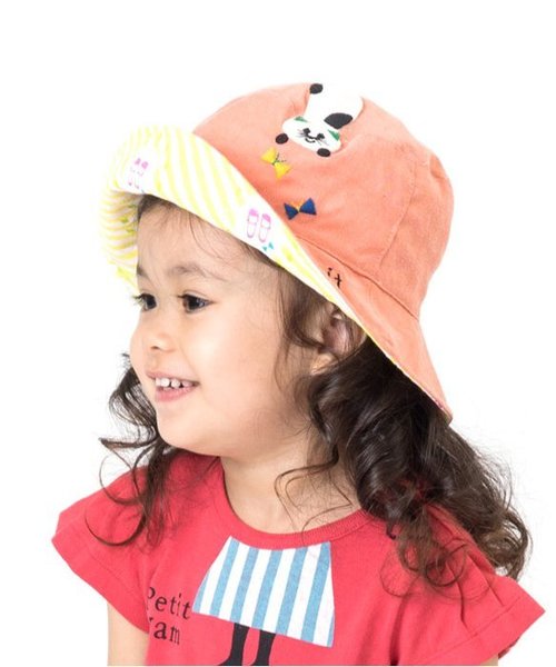 Petit jam（プチジャム）の「頭の上にねこリバーシブルハット（ハット・キッズ・レッド/ブルー・50/52/54/48）」の2枚目の写真