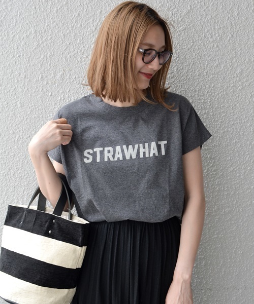 liflattie ships(リフラティ シップス)の「liflattie ships:プリント フレンチスリーブ TEE ◇(Tシャツ/カットソー・レディース・ホワイト/キャメル/チャコールグレー/グレー/マスタード・ONE SIZE)」の4枚目の写真