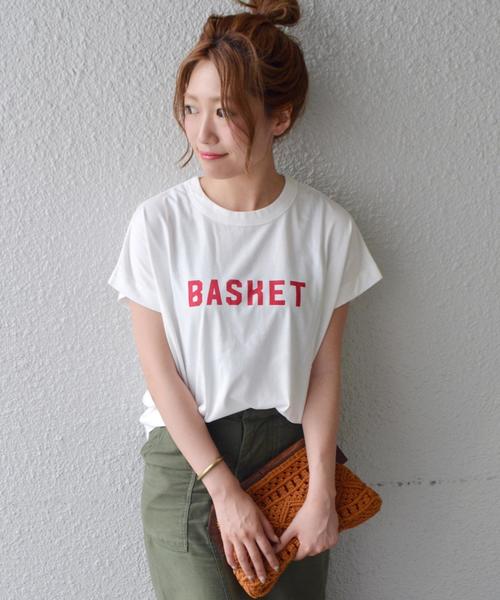 liflattie ships(リフラティ シップス)の「liflattie ships:プリント フレンチスリーブ TEE ◇(Tシャツ/カットソー・レディース・ホワイト/キャメル/チャコールグレー/グレー/マスタード・ONE SIZE)」の6枚目の写真