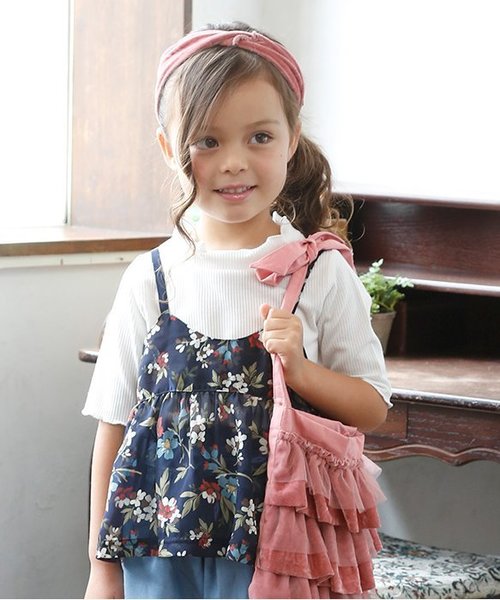 BREEZE（ブリーズ）の「フラワープリントキャミ付Tシャツ（Tシャツ/カットソー・キッズ・ネイビー/オフホワイト/ピンク・100/120/140/80/90/95/110/130）」の3枚目の写真