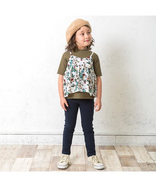 BREEZE（ブリーズ）の「フラワープリントキャミ付Tシャツ（Tシャツ/カットソー・キッズ・ネイビー/オフホワイト/ピンク・100/120/140/80/90/95/110/130）」の8枚目の写真