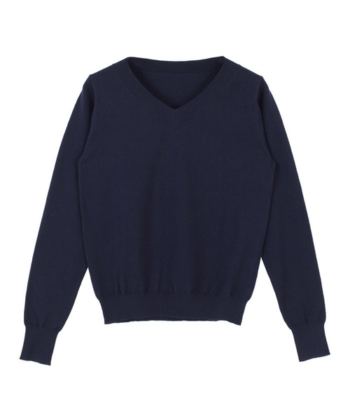 titivate（ティティベイト）の「ｶｼﾐﾔﾀｯﾁｼﾝﾌﾟﾙVﾈｯｸﾆｯﾄﾌﾟﾙｵｰﾊﾞｰ（ニット/セーター・レディース・レッド/ベージュ/杢グレー/ネイビー/ホワイト/ブラック/ブラウン・L/M/S）」の6枚目の写真