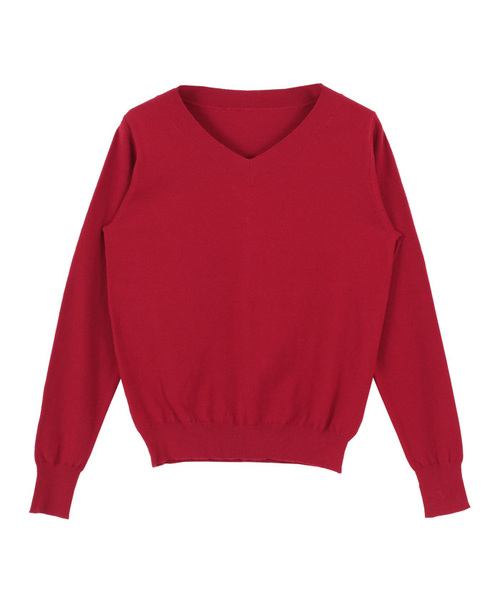 titivate（ティティベイト）の「ｶｼﾐﾔﾀｯﾁｼﾝﾌﾟﾙVﾈｯｸﾆｯﾄﾌﾟﾙｵｰﾊﾞｰ（ニット/セーター・レディース・レッド/ベージュ/杢グレー/ネイビー/ホワイト/ブラック/ブラウン・L/M/S）」の7枚目の写真