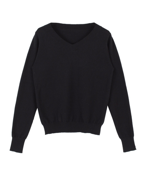 titivate（ティティベイト）の「ｶｼﾐﾔﾀｯﾁｼﾝﾌﾟﾙVﾈｯｸﾆｯﾄﾌﾟﾙｵｰﾊﾞｰ（ニット/セーター・レディース・レッド/ベージュ/杢グレー/ネイビー/ホワイト/ブラック/ブラウン・L/M/S）」の9枚目の写真