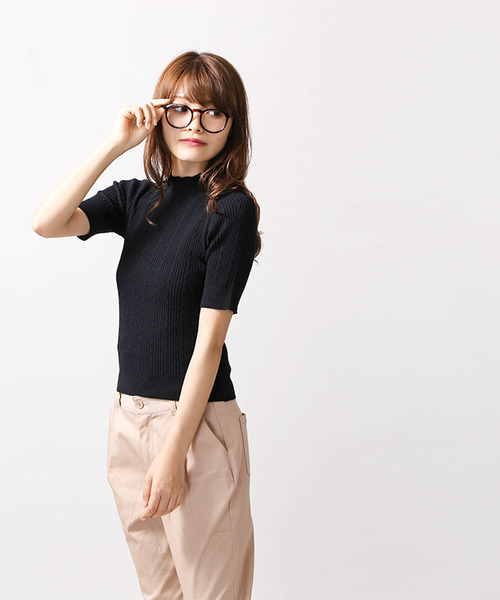 WEGO（ウィゴー）の「WEGO/ミニケーブル5分袖ニット（ニット/セーター・レディース・レッド/オフホワイト/ターコイズブルー/マスタード/ブラック・FREE）」の20枚目の写真