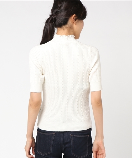 WEGO（ウィゴー）の「WEGO/ミニケーブル5分袖ニット（ニット/セーター・レディース・レッド/オフホワイト/ターコイズブルー/マスタード/ブラック・FREE）」の7枚目の写真