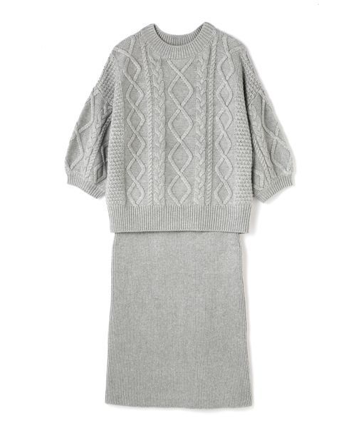 FREE'S MART（フリーズマート）の「バルーン袖ニットセットアップ（ワンピース・レディース・グレー/ピンク/グリーン・FREE）」の2枚目の写真